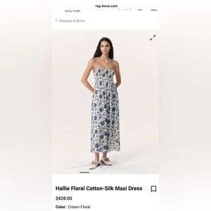 Rag & Bone Cream and Blue Floral Maxi Dress